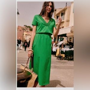 Sézane Monica green organic cotton dress (S) great condition!